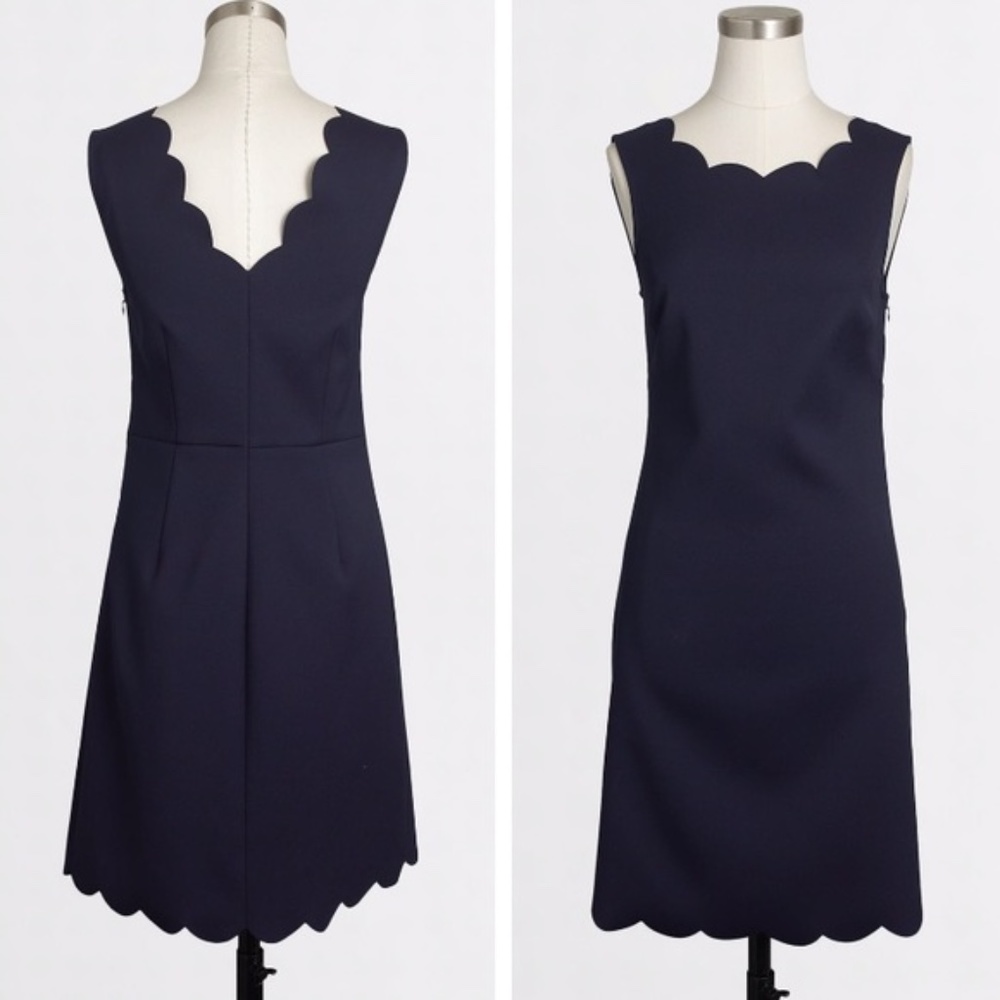 J. Crew Factory Navy Scalloped Hem Dress - 10